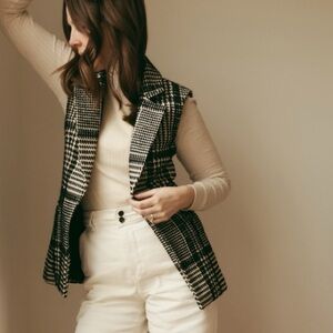 Theory Eldora Glen Plaid Wool Blend Vest